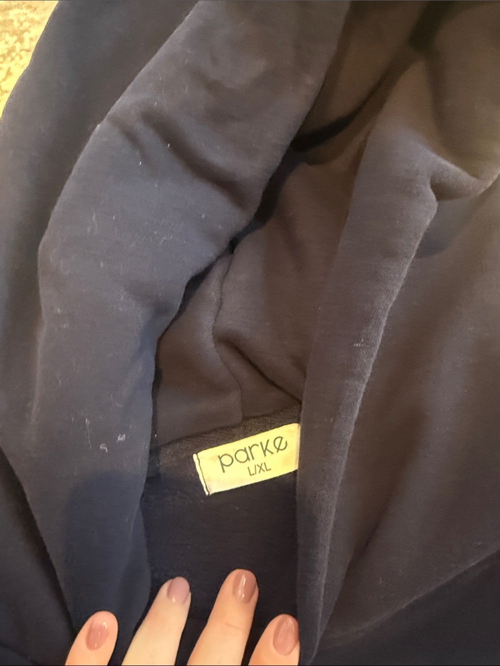 Parke Navy Hoodie with White Varsity Lettering - Picture 3 of 3